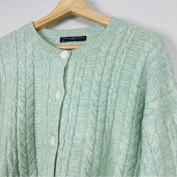 Peruvian connection luxe cable cardigan button front size large - Picture 3 of 11